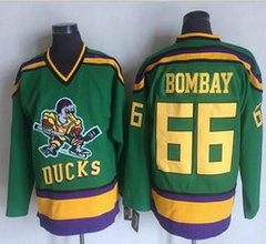 Anaheim Ducks #66 Gordon Bombay Green Throwback Authentic Stitched NHL Jerseys