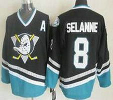 Anaheim Ducks #8 Teemu Selanne Black Throwback Authentic Stitched NHL Jersey