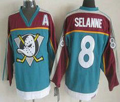 Anaheim Ducks #8 Teemu Selanne blue Throwback Authentic Stitched NHL Jersey