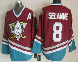 Anaheim Ducks #8 Teemu Selanne red Throwback Authentic Stitched NHL Jersey