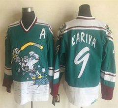 Anaheim Ducks #9 Paul Kariya Green Throwback Stitched NHL Jerseys