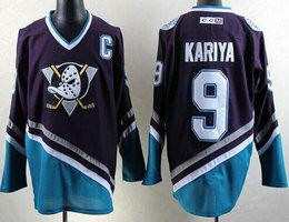 Anaheim Ducks #9 Paul Kariya Purple Turquoise CCM Throwback Authentic Stitched NHL Jersey