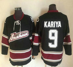 Anaheim Ducks #9 Paul Kariya Throwback Black Authentic Stitched NHL Jersey