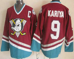 Anaheim Ducks #9 Paul Kariya red Throwback Authentic Stitched NHL Jersey