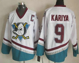 Anaheim Ducks #9 Paul Kariya White Throwback Authentic Stitched NHL Jersey