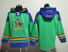 Anaheim Ducks Blank Green All Stitched Hooded Sweatshirt