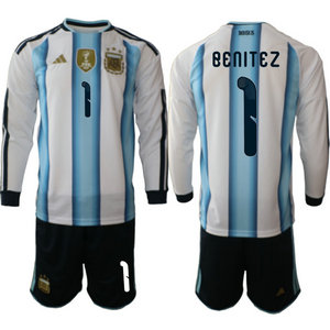 Argentina #1 Benitez Long sleeve home 2026 World Cup Soccer jersey