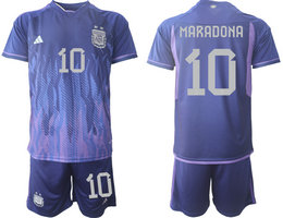 Argentina #10 MARADONA Away 2022 World Cup National Soccer Jersey