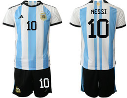 Argentina #10 MESSI Away 2022 World Cup National Soccer Jerseys