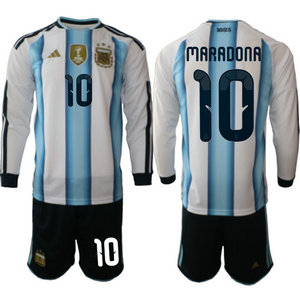 Argentina #10 Maradona Long sleeve home 2026 World Cup Soccer jersey