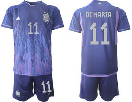 Argentina #11 DI MARIA Away 2022 World Cup National Soccer Jersey