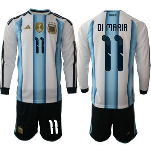 Argentina #11 Di Maria Long sleeve home 2026 World Cup Soccer jersey