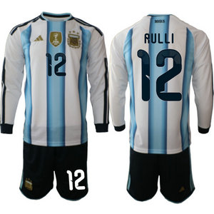 Argentina #12 Rulli Long sleeve home 2026 World Cup Soccer jersey