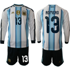 Argentina #13 Romero Long sleeve home 2026 World Cup Soccer jersey
