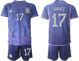 Argentina #17 GOMEZ Away 2022 World Cup National Soccer Jersey