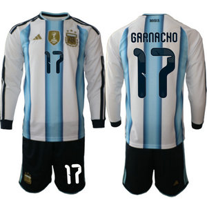 Argentina #17 Garnacho Long sleeve home 2026 World Cup Soccer jersey