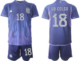 Argentina #18 LO CELSO Away 2022 World Cup National Soccer Jersey