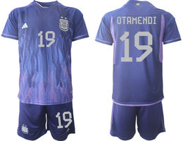 Argentina #19 OTAMENDI Away 2022 World Cup National Soccer Jersey