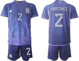 Argentina #2 MARTINEZ Away 2022 World Cup National Soccer Jersey