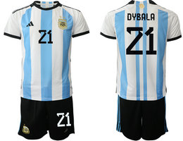 Argentina #21 DYBALA Home 2022 World Cup National Soccer Jersey
