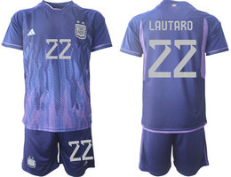 Argentina #22 LAUTARO Away 2022 World Cup National Soccer Jersey