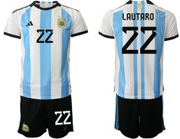 Argentina #22 LAUTARO Home 2022 World Cup National Soccer Jersey