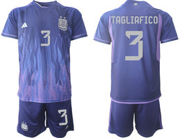 Argentina #3 TAGLIAFICO Away 2022 World Cup National Soccer Jersey