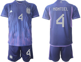 Argentina #4 MONTIEL Away 2022 World Cup National Soccer Jersey