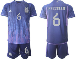 Argentina #6 PEZZELLA Away 2022 World Cup National Soccer Jersey