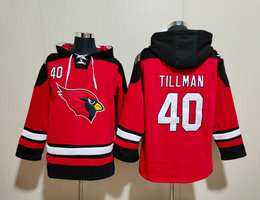 Arizona Cardinals #40 Pat Tillman Red All Stitched Hooded Sweatshirt