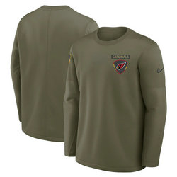 Arizona Cardinals Olive 2025 Salute To Service Sideline Coaches Therma-FIT Long Sleeve Shirt
