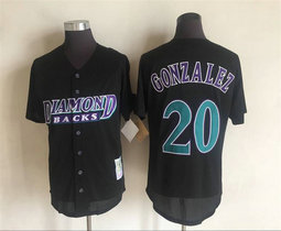 Arizona Diamondbacks #20 Luis Gonzalez Black Throwback Authentic Stitched MLB Jersey