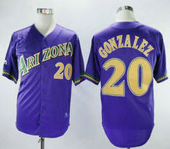 Arizona Diamondbacks #20 Luis Gonzalez Purple Throwback Mitchell And Ness Stitched MLB Jersey