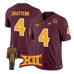 Arizona State Sun Devils #4 Cam Skattebo 2024 F.U.S.E. Maroon Pat Tillman Honoring Patch Stitched Jersey