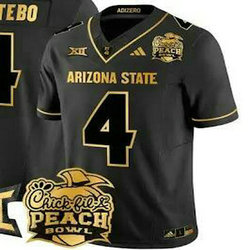 Arizona State Sun Devils #4 Cam Skattebo Black Gold name with patch jersey