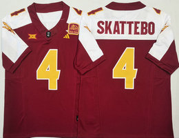 Arizona State Sun Devils #4 Cam Skattebo Red White Stitched Jersey