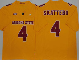 Arizona State Sun Devils #4 Cam Skattebo Yellow Stitched Jersey