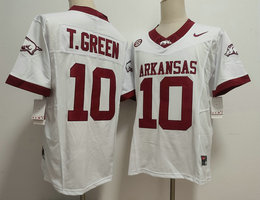 Arkansas Razorbacks #10 Taylen Green White Authentic Stitched NCAA Jersey