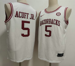 Arkansas Razorbacks #5 Darius Acuff Jr. White College Basketball Jersey