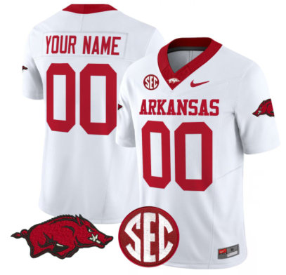 Arkansas Razorbacks Custom White NCAA Stitched Jersey