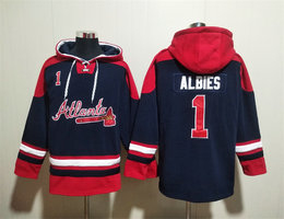 Atlanta Braves #1 Ozzie Albies Navy Stitched Hoodies