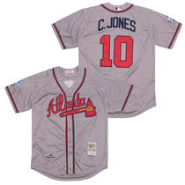 Atlanta Braves #10 Chipper Jones Gray 1999 World Series Cooperstown Collection Authentic Stitched MLB Jersey
