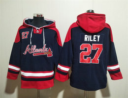 Atlanta Braves #27 Austin Riley Navy Stitched Hoodies