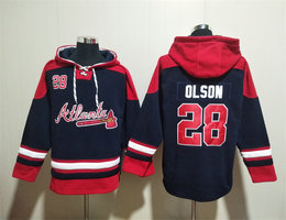 Atlanta Braves #28 Matt Olson Navy Stitched Hoodies