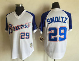 Atlanta Braves #29 John Smoltz White Pullover Throwback Stitched MLB Jersey
