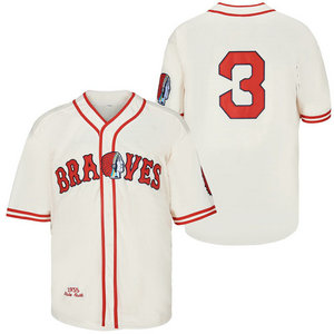 Atlanta Braves #3 Babe Ruth Cream Throwback Stitched MLB Jersey