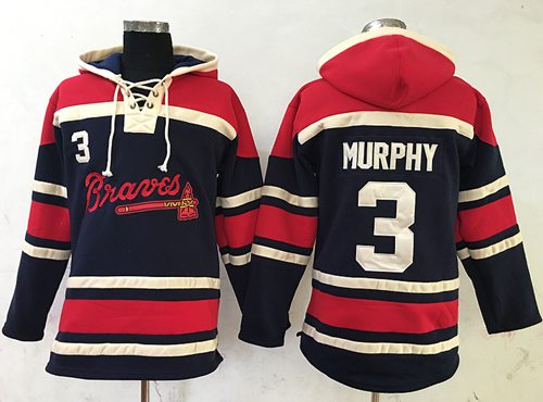 Atlanta Braves #3 Dale Murphy Navy Blue Sawyer Hooded Sweatshirt MLB Hoodie