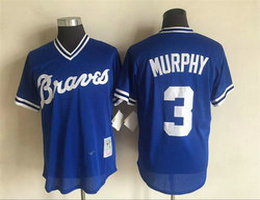 Atlanta Braves #3 Dale Murphy White Light Blue White number Authentic Stitched MLB Jersey