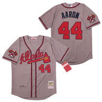 Atlanta Braves #44 Hank Aaron Gray 1974 Cooperstown Collection Authentic Stitched MLB Jersey