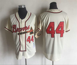 Atlanta Braves #44 Hank Aaron Gream Throwback Authentic Stitched MLB Jersey